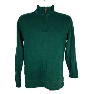 Lands End Green Mens Tailored Fit Pullover Quarter Zip Sweater Small Casual